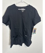 Cherokee Workwear Revolution Modern Classic Black Scrub Top Shirt Size L... - $17.81