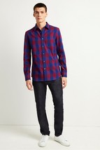 French Connection Kahama Flannel Check Shirt Plum/Blue-Size Small - £23.67 GBP