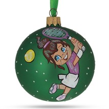 Girl Playing Tennis Glass Ball Christmas Ornament 3.25 Inches - £29.92 GBP