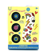U Style Hair Chalk &amp; Tattoo Set-25 Temporary Tattoos &amp; 3 Hair Chalks-Age... - $10.89