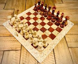 Vintage Marble Chess Set 12&quot; - £247.49 GBP
