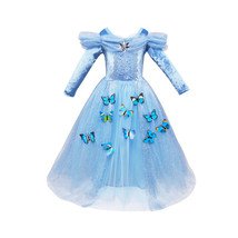 Girl Cinderella Princess Butterfly Dress Long Party Dress Kid Cosplay Costume - £13.57 GBP