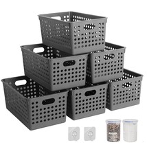 6Pack - Small Pantry Organizer Bins Stackable Basket Household Organizer... - £24.83 GBP