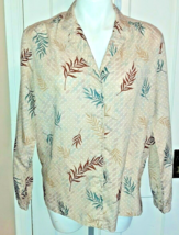 Size 16 ShipnShore Inner Visions Beige leaf Print Collared Blouse AS IS See Desc - £7.56 GBP