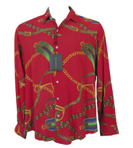NEW Vintage Polo Ralph Lauren Shirt!  L   Red   Awesome Equestrian Print  ITALY - £395.03 GBP