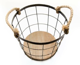 Vintage Metal Wire Basket Farm Pail Country Decor 2 Handle - $19.31