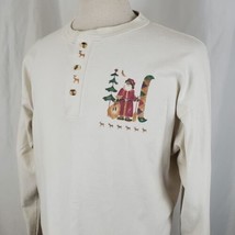 Anvil Cotton Deluxe Single Stitch Vintage Santa Claus Henley XL Made in USA - £23.28 GBP