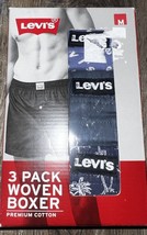 Levi&#39;s ~ 3-Pack Mens Woven Boxers Underwear 100% Cotton Button Fly ~ M (32-34) - £17.25 GBP