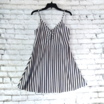 Express Dress Womens Large White Blue Black Striped Sleeveless V Neck Mini - £15.73 GBP