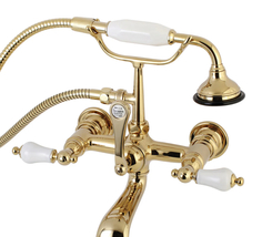 Kingston Brass AE553T2 Aqua Vintage Wall Mounted Tub Filler-Polished Bra... - £289.96 GBP