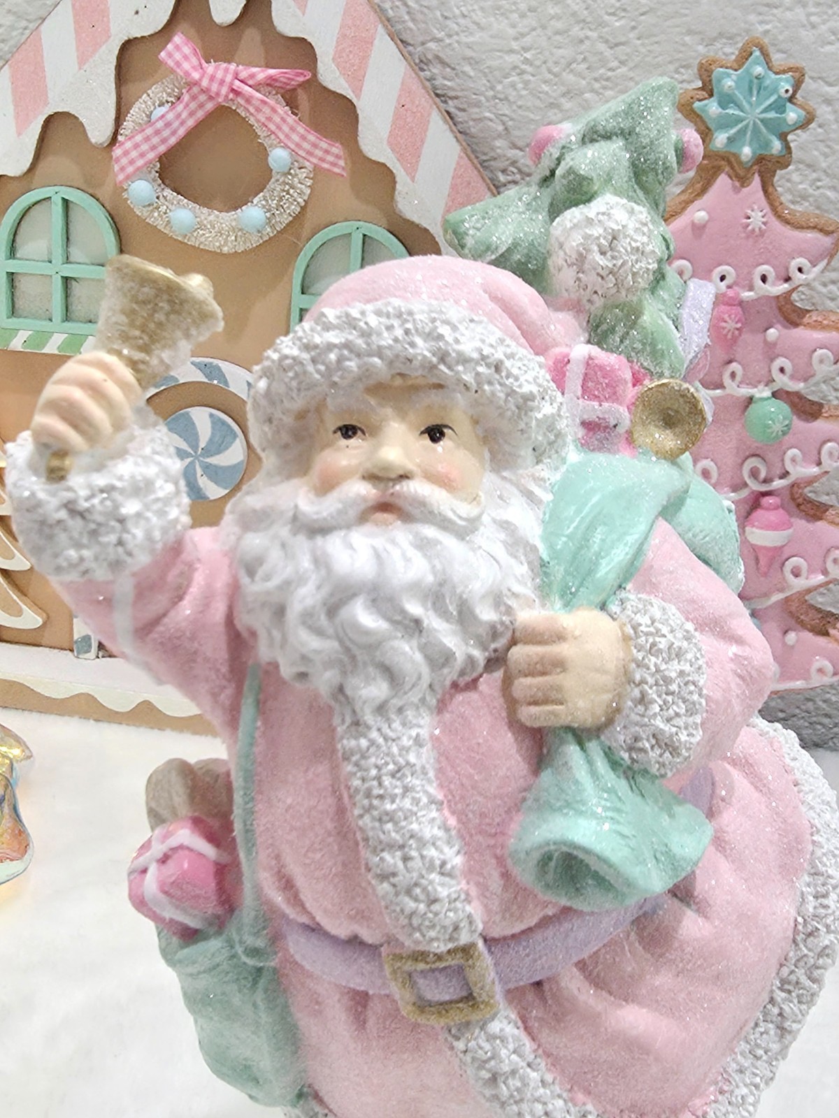 Christmas Pastel Pink Santa Clause Skating Figurine 10.25" NEW Item image 9