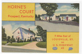 Horne's Court Motel Prospect Louisville Kentucky linen postcard - $6.44
