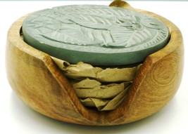 GIFT IDEA - HAND CARVED STONE SLATE SET OF 4 COASTERS W/WOODEN CADDY NEW... - $16.00