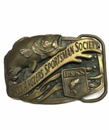 Bass Anglers Sportsman Society Fishing Vintage Brass Belt Buckle - $12.16
