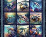 36" X 44" Panel Sea Turtles Endless Blues Picture Patch Fabric Panel D48... - $15.95