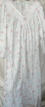 Miss Elaine Flannel Pullover Nightgown M Floral Rose Prairie Cottagecore Warm - £20.24 GBP
