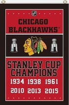 Chicago Blackhawks Champions Vertical Flag 3X5Ft Polyester Digital Print... - $15.99
