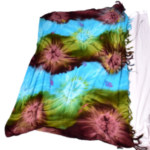 I G Sport Women s Rayon Tie Dye Blue Brown &amp; Green Wrap Scarf Swim Cover Up - $10.77