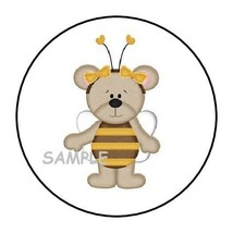30 CUTE TEDDY BEAR BUMBLE BEE ENVELOPE SEALS LABELS STICKERS 1.5&quot; ROUND ... - $7.49