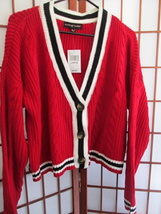 NWT Cable Knit Red Cardigan by Almost Famous Size Large   - £19.62 GBP