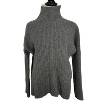 Garnet Hill Lambswool Angora Rabbit Ribbed Mock Neck Sweater Gray Women&#39;s L - £38.93 GBP