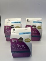3 L'eggs Silken Mist Control Top Silky Sheer Leg NUDE Pantyhose Size B - $21.66