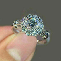 2.5Ct Lab Created Diamond Halo Engagement Wedding Ring 14K White Gold Plated - £122.57 GBP