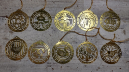 Vintage Gold Tone Cut Metal 12 Days of Christmas Mini Ornaments *MISSING... - $13.78