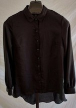 Nicole Miller Black Lace Polyester Button Down Blouse shirt Size Medium - £19.34 GBP