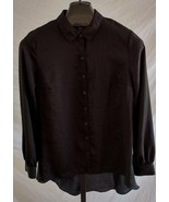 Nicole Miller Black Lace Polyester Button Down Blouse shirt Size Medium - £19.66 GBP