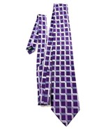 Michael Kors 100% Silk Tie Purple Geometric Squares - $5.38
