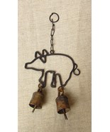 Vintage Hand Welded Metal Pig With Wind Chiming Bells - $46.91