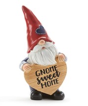 Gnome Statue with Heart Shaped Home Sentiment 9.8&quot; High Resin Garden Por... - $34.64