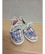 SPERRY Top-Sider Plaid Boat Shoes Gray Blue Red Green Size 7M used - £14.97 GBP