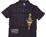 Ed Hardy men&#39;s lks skull short sleeve camp shirt Black - $62.00