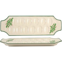 Lenox Holiday Deviled Egg Tray Platter Holly Berries Christmas Gift 16&quot; NEW - £31.97 GBP