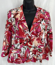 Notations Size Large Petite Multicolor 3/4 Sleeve Tropical Women&#39;s Blazer Coat - £11.34 GBP