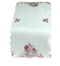 White Summer Floral Runner, Colorful Embroidered Richelieu, Rustic Decor... - £38.54 GBP