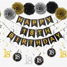 Sparkling 18th Birthday Party Decorations Kit - Happy 18th Banner, Hanging Swirl - £35.88 GBP