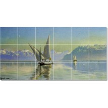 Peder Mork Monsted Ships Painting Ceramic Tile Mural BTZ22880 - £144.23 GBP+