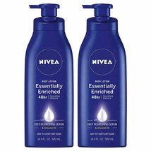 2 PACK NIVEA BODY LOTION ESSENTIALLY ENRICHED 48 HR NOURISHING MOISTURE - £21.75 GBP