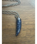 Lapis Lazuli Pendant Necklace Gemstone Silver Tone Chain With Hallmark - $24.00