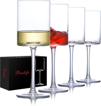 White Wine Glasses Set of 4 - Square Wine Glasses 15Oz in Gift Packaging - Large - $34.26