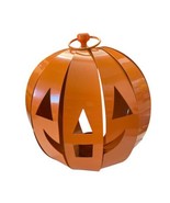 Vintage Halloween Metal Hanging Pumpkin Jack-O’-Lantern Orange Candle Ho... - $19.80