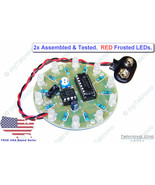 2x ASSEMBLED Round Frosted RED LED Chaser Scroller KIT 5-12V DIY (NE555+... - $20.90