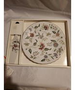 Vintage Andrea by Sadak Japan 10 1/2&quot; Cake Plate and Server Slicer Leafy... - $31.12 CAD