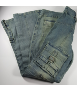 (Y24B4) VTG Joe Boxer Flare Pockets &amp; Straps Junior Woman Blue Jeans Siz... - £97.95 GBP