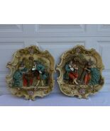 Pair Of Large Vintage Victorian Style Chalkware 3D Wall Plaques - $356.39