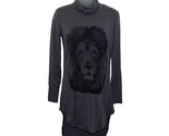 Go Couture Turtleneck High/Low Hem Tunic Sweater Charcoal Lion Mane S $140 - $22.72