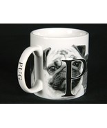 PUG puppy Large Coffee Mug America Ware Ceramic White Tea Cup Raised Let... - $47.32 CAD